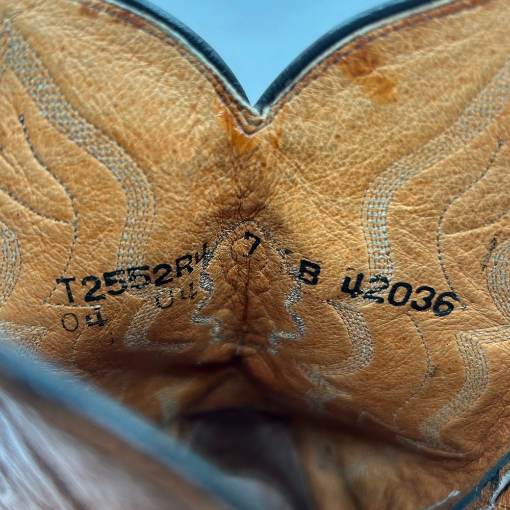 Lucchese 2000 Women’s Cowgirl Western Boots Brown Camel Leather Size 7 Scalloped - Picture 13 of 17